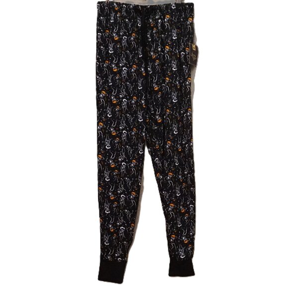 Spooky Night Black Lounge Pants with Breakdancing Skeletons Men’s Small - Picture 1 of 6